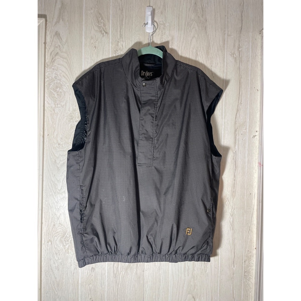 Footjoy Vest Mens Xl Gray Dryjoys Houndstooth Windbreaker Pullover Golf
